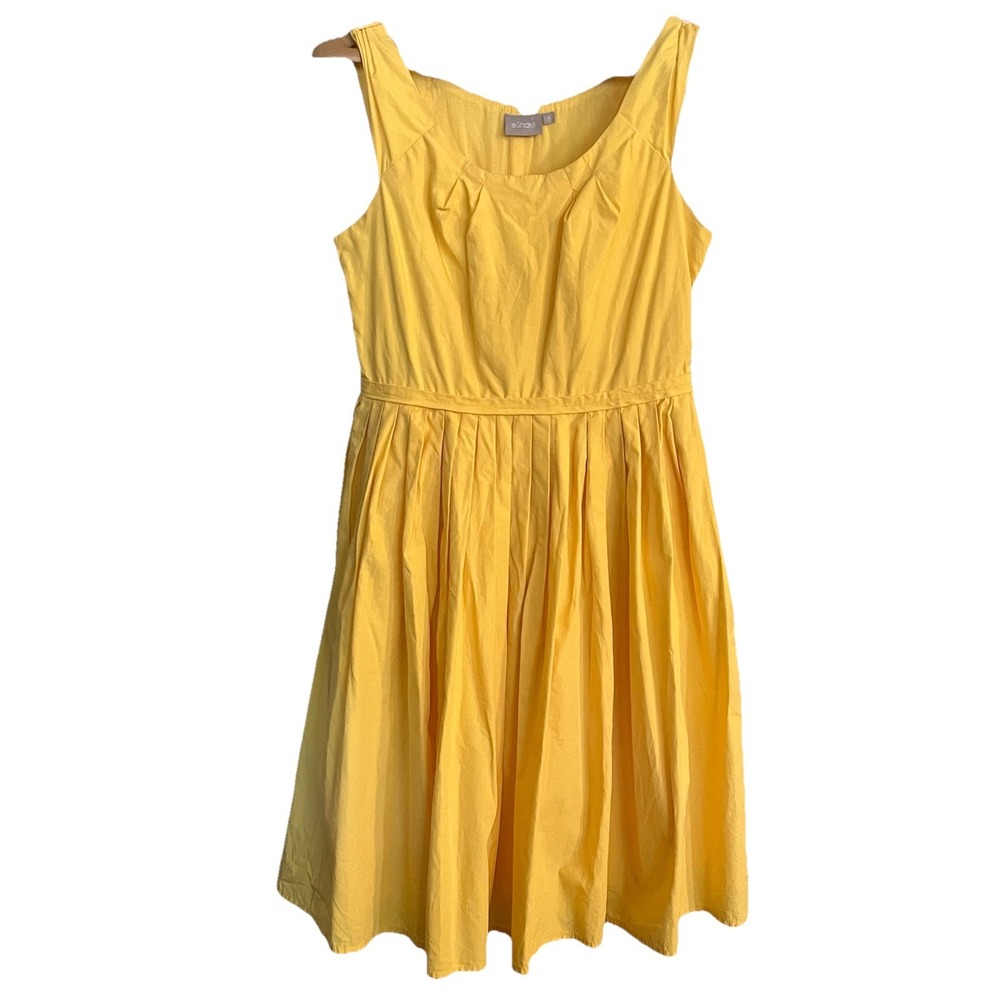 eSHAKTI Fit & Flare Sundress Butter Yellow Women's 8 Cotton Vacation Resort Twee